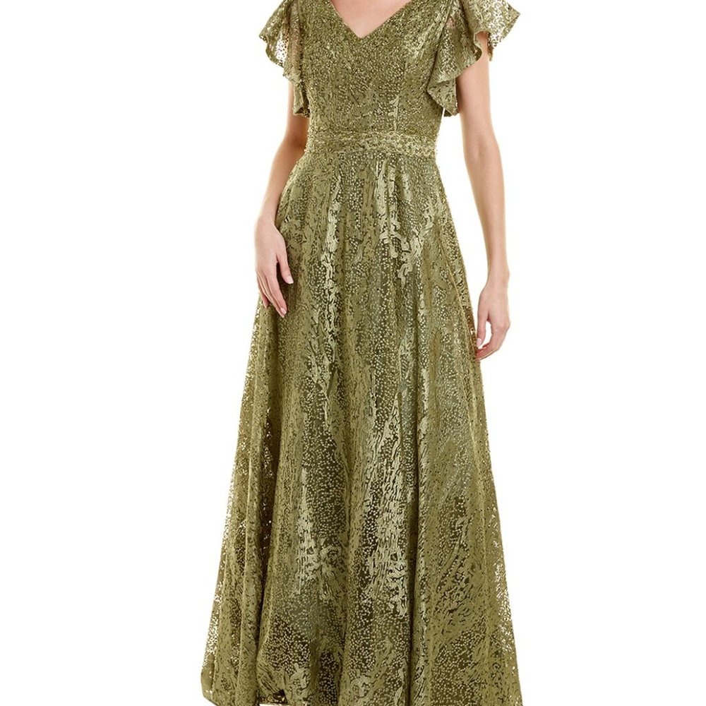 Mac Duggal Olive Green Sequin A-Line Gown